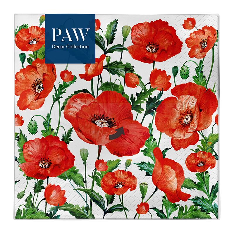 PAW DECOR COLLECTION Serwetki z bibuły 3-warstwowej Flanders Poppy 20 szt.