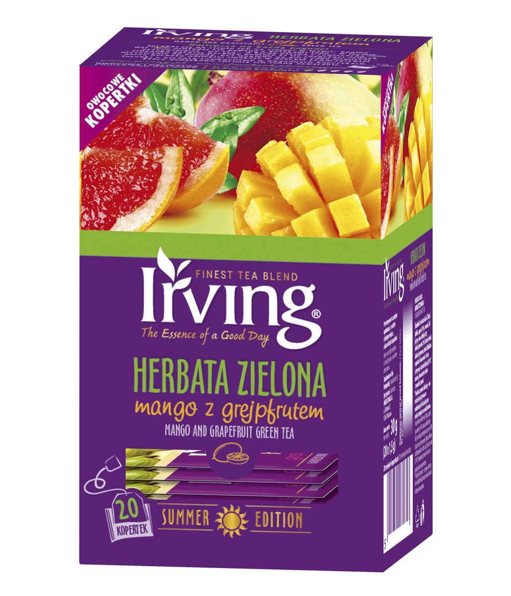 IRVING Herbata zielona mango z grejpfrutem 20 torebek (saszetki)