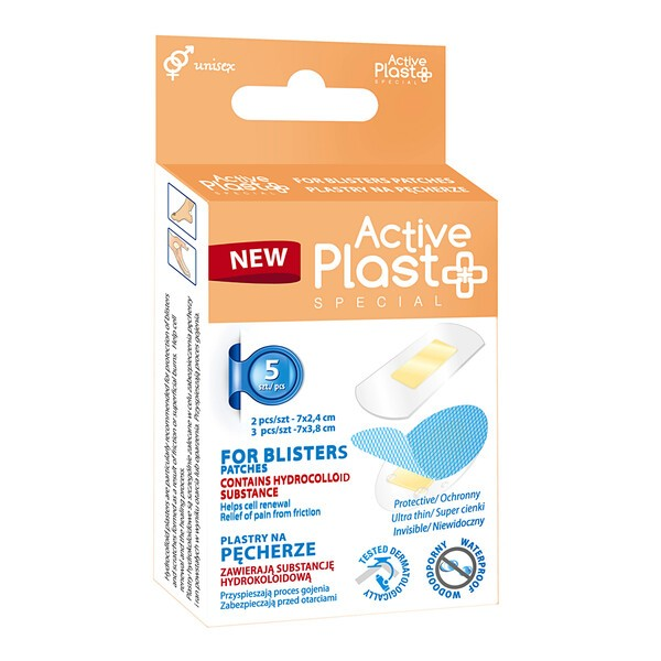 ACTIVE PLAST Plastry hydrokoloidowe na pęcherze 18 szt.