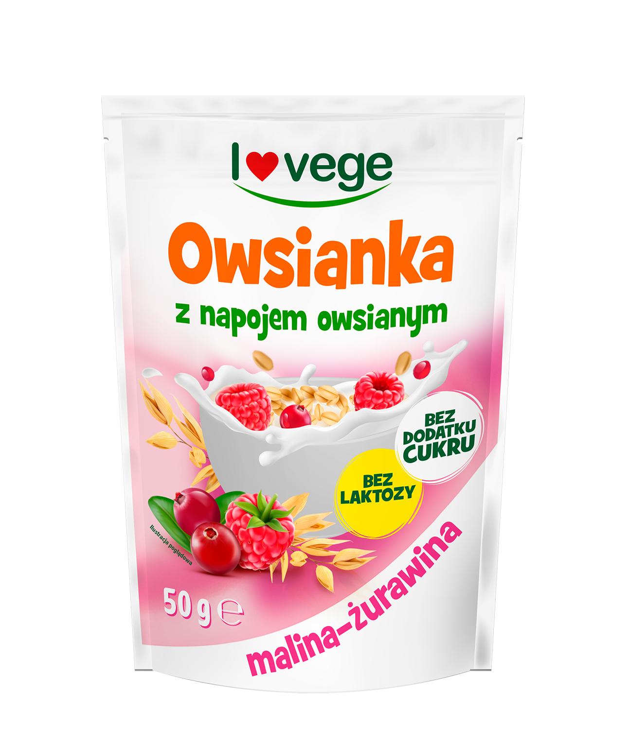 LOVEGE Owsianka z Maliną i Żurawiną Bez Dodatku Cukru