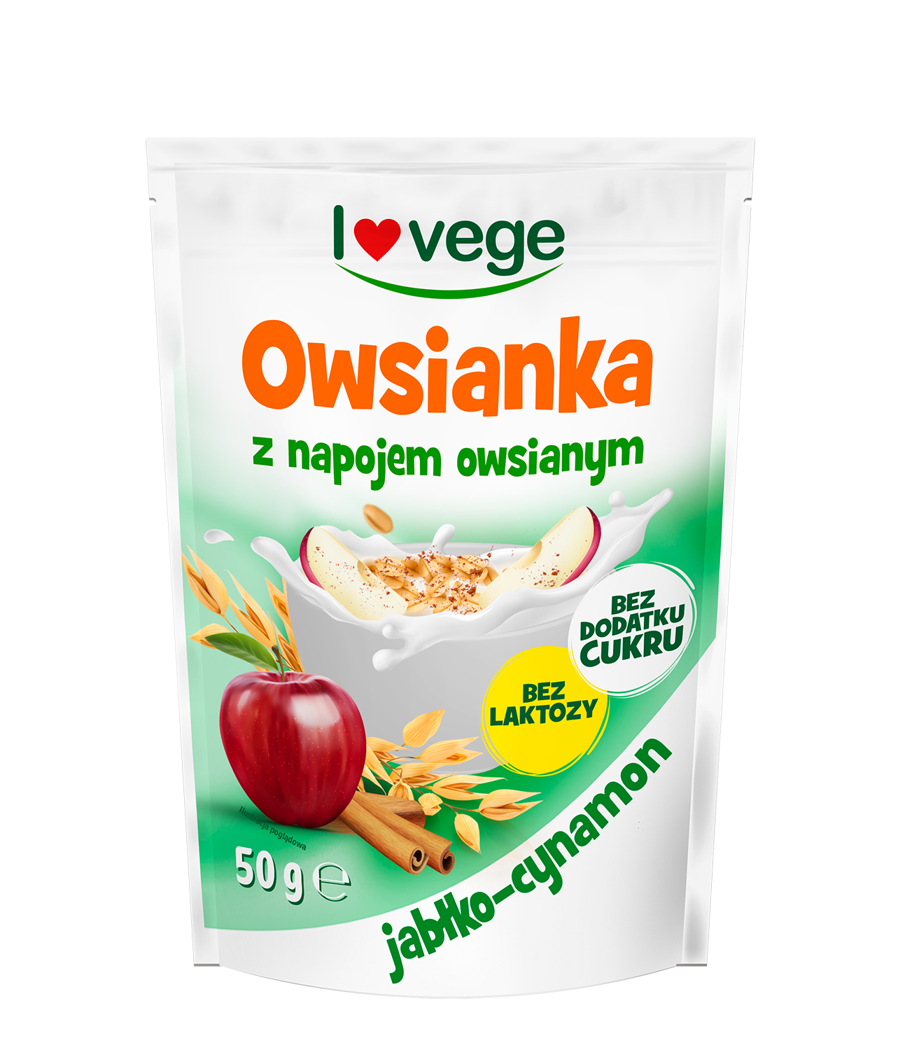 LOVEGE Owsianka z Jabłkiem i Cynamonem Bez Dodatku Cukru