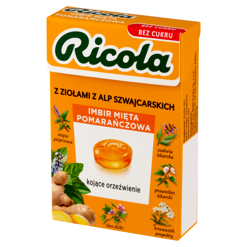 RICOLA Cukierki Imbir Mięta Pomarańczowa frisco.pl