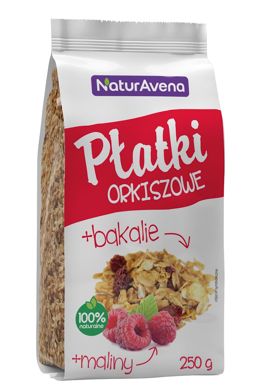NATURAVENA Płatki orkiszowe z maliną i bakaliami