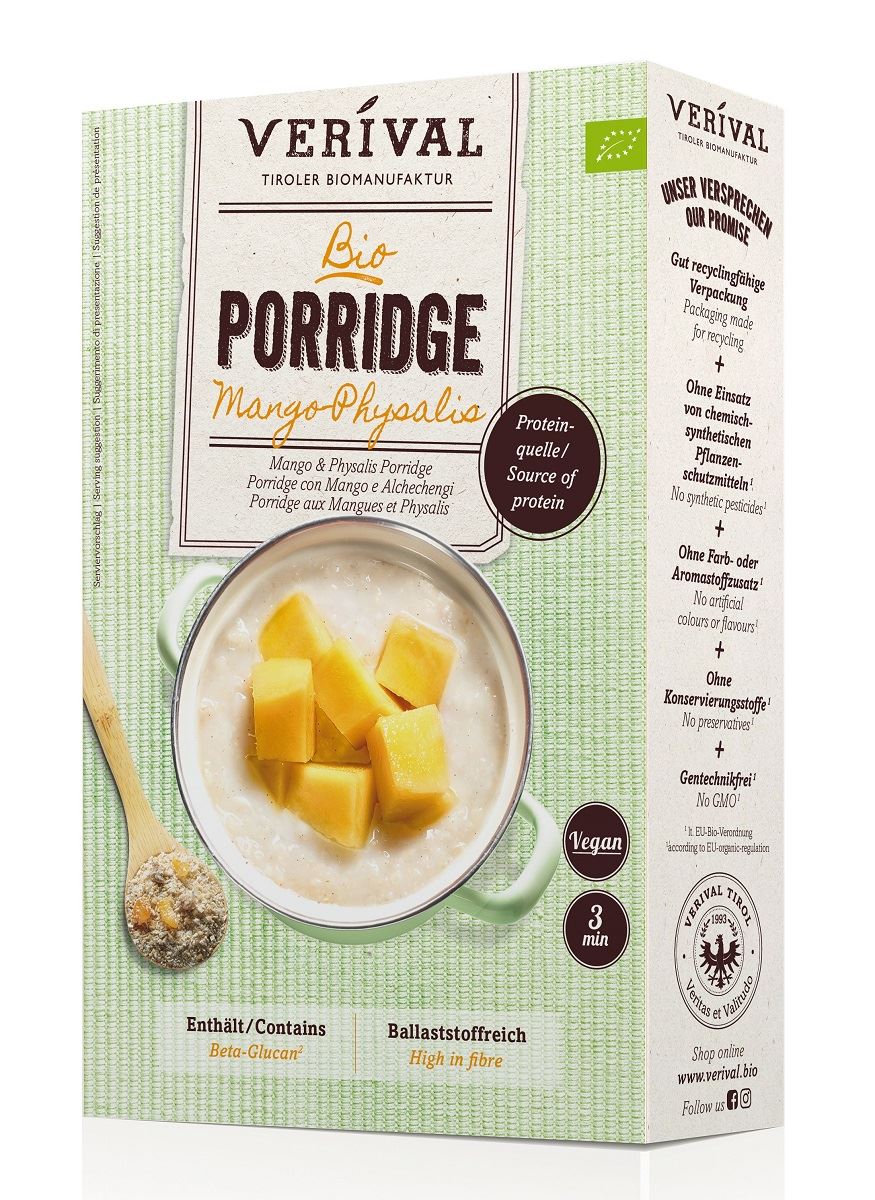 VERIVAL Owsianka proteinowa z mango i miechunką BIO