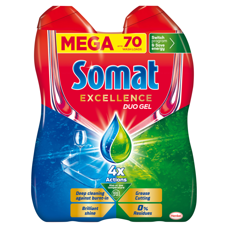 SOMAT Excellence Żel do zmywarki Grease 2x630 ml