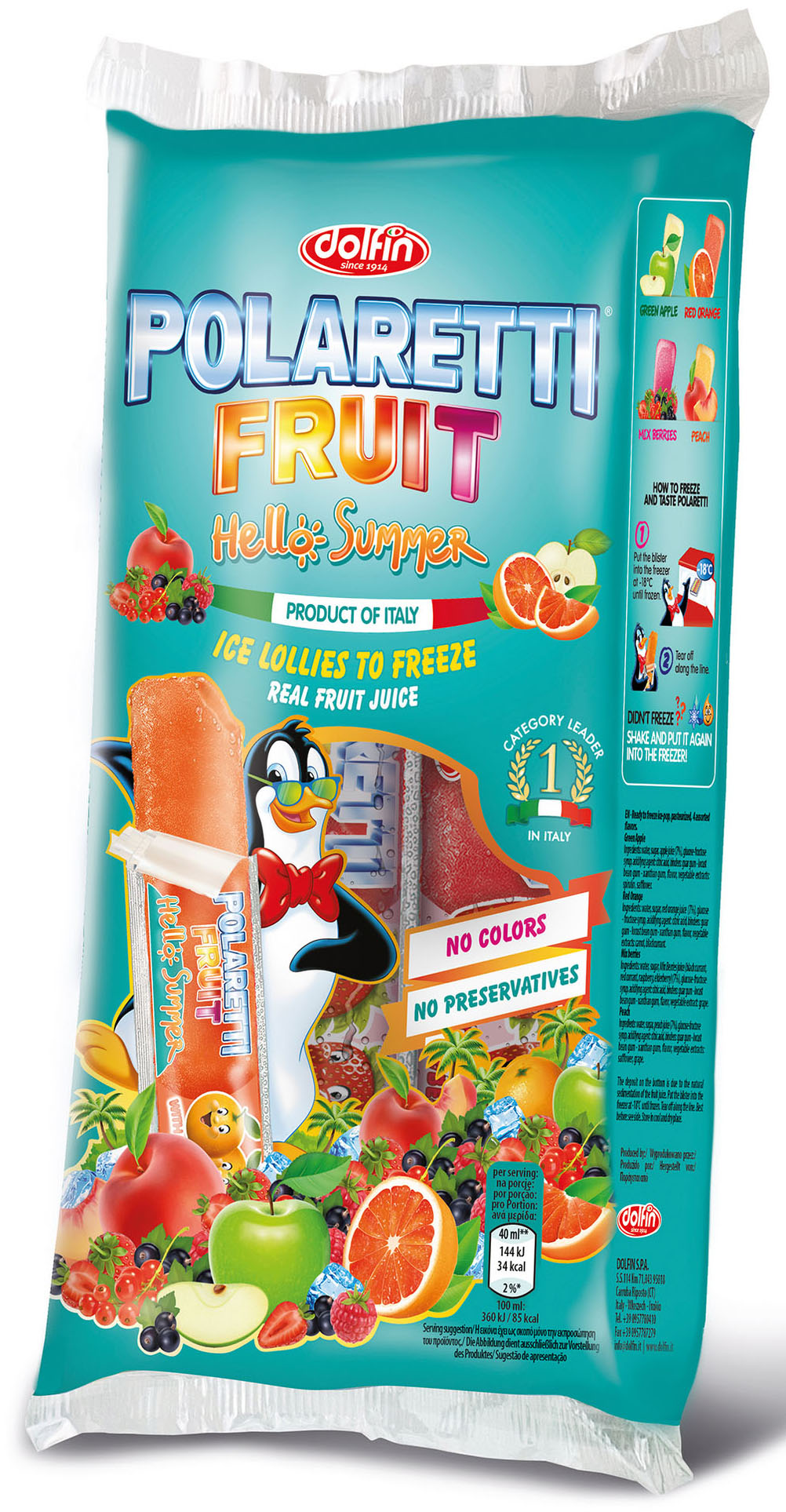 POLARETTI HELLO SUMMER Lody wodne owocowe do zamrożenia