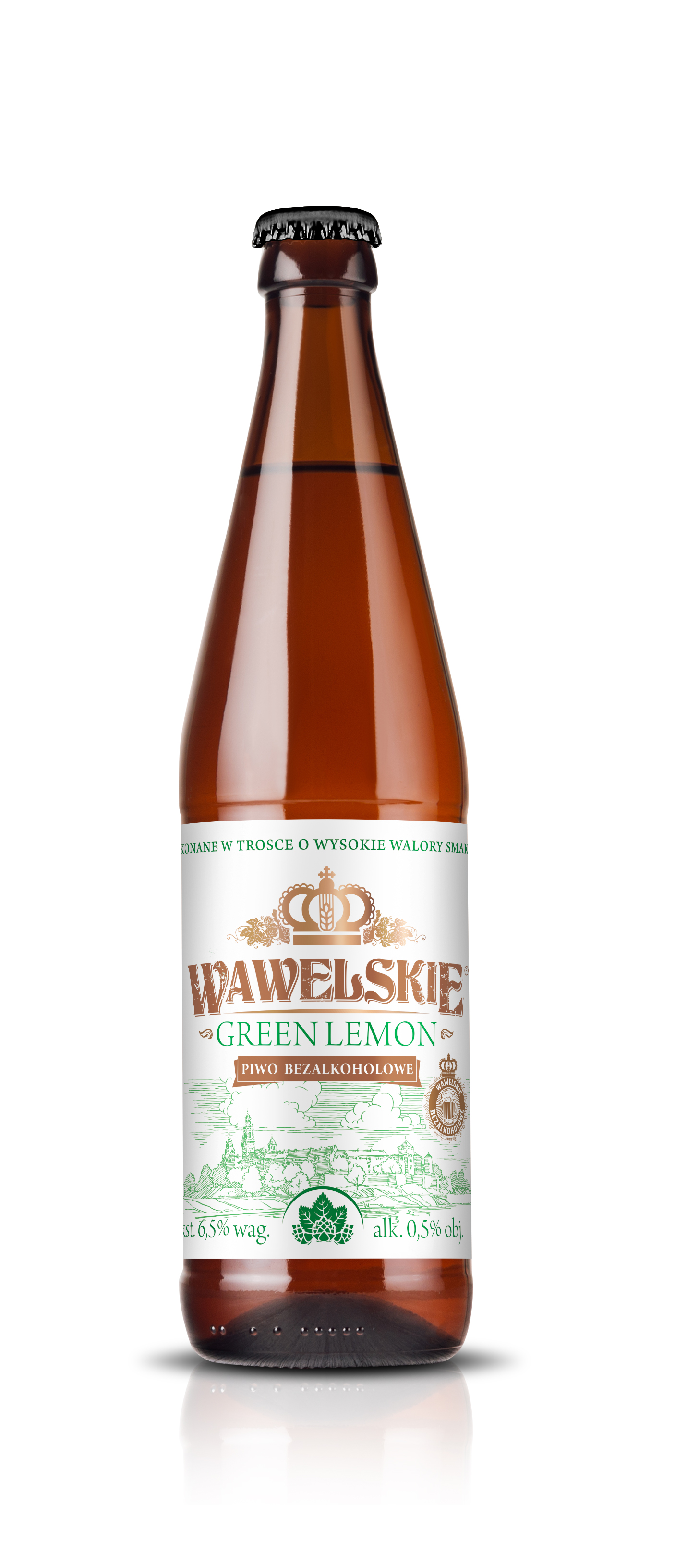 WAWELSKIE Green Lemon Piwo bezalkoholowe (butelka bezzwrotna)