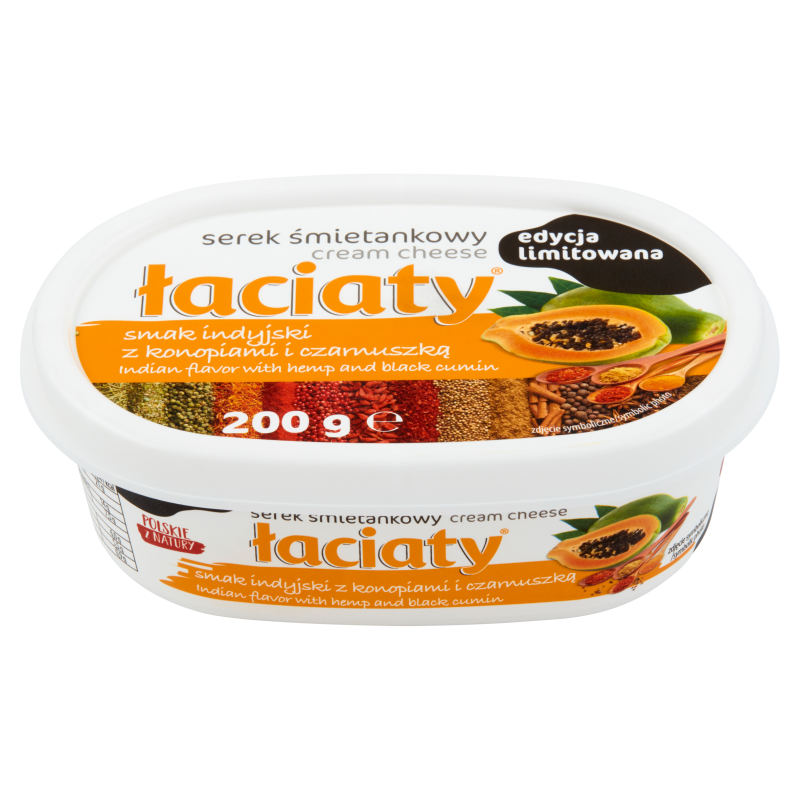 ŁACIATY Serek śmietankowy smak indyjski z konopiami i czarnuszką frisco.pl