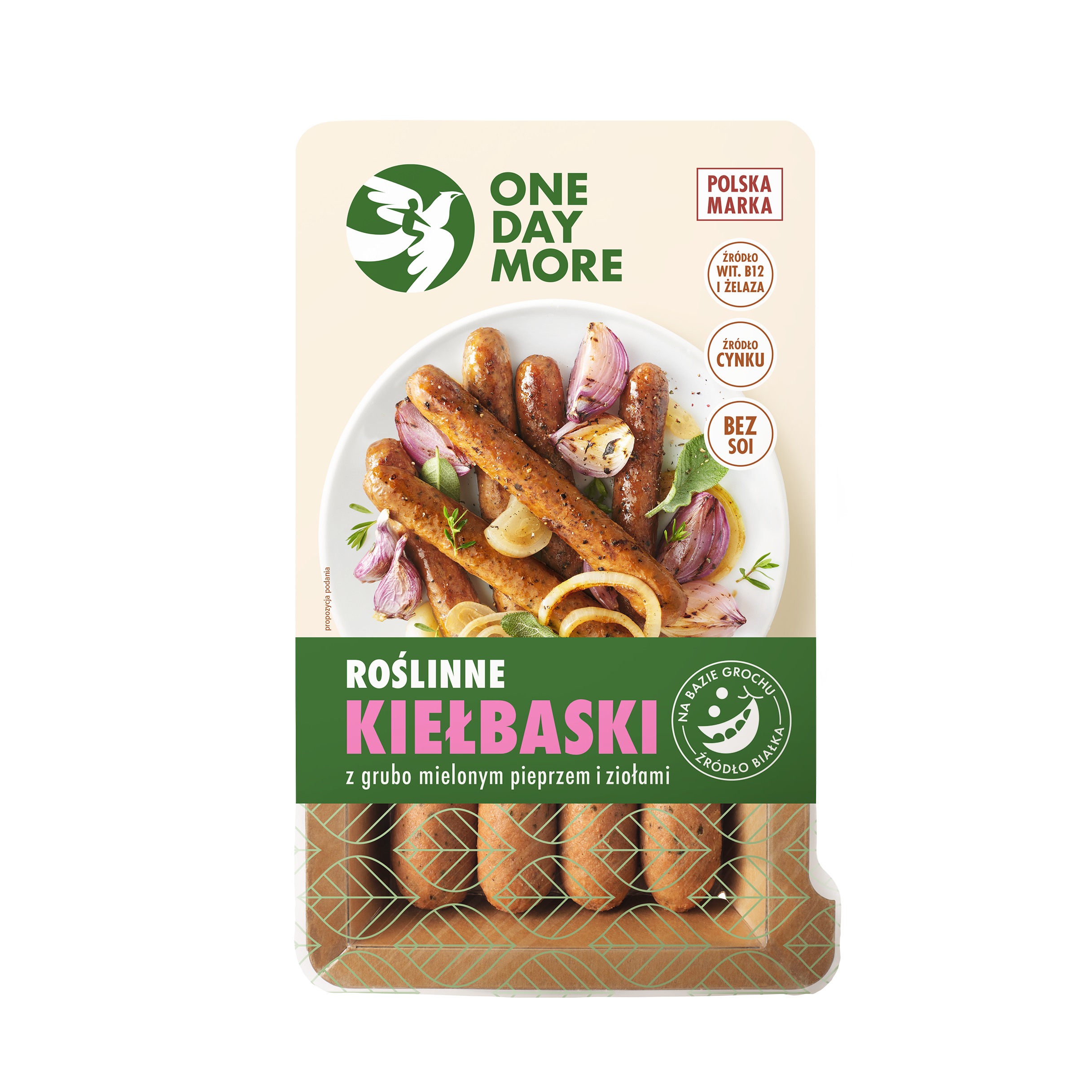 ONE DAY MORE Roślinne kiełbaski z grubo mielonym pieprzem i ziołami