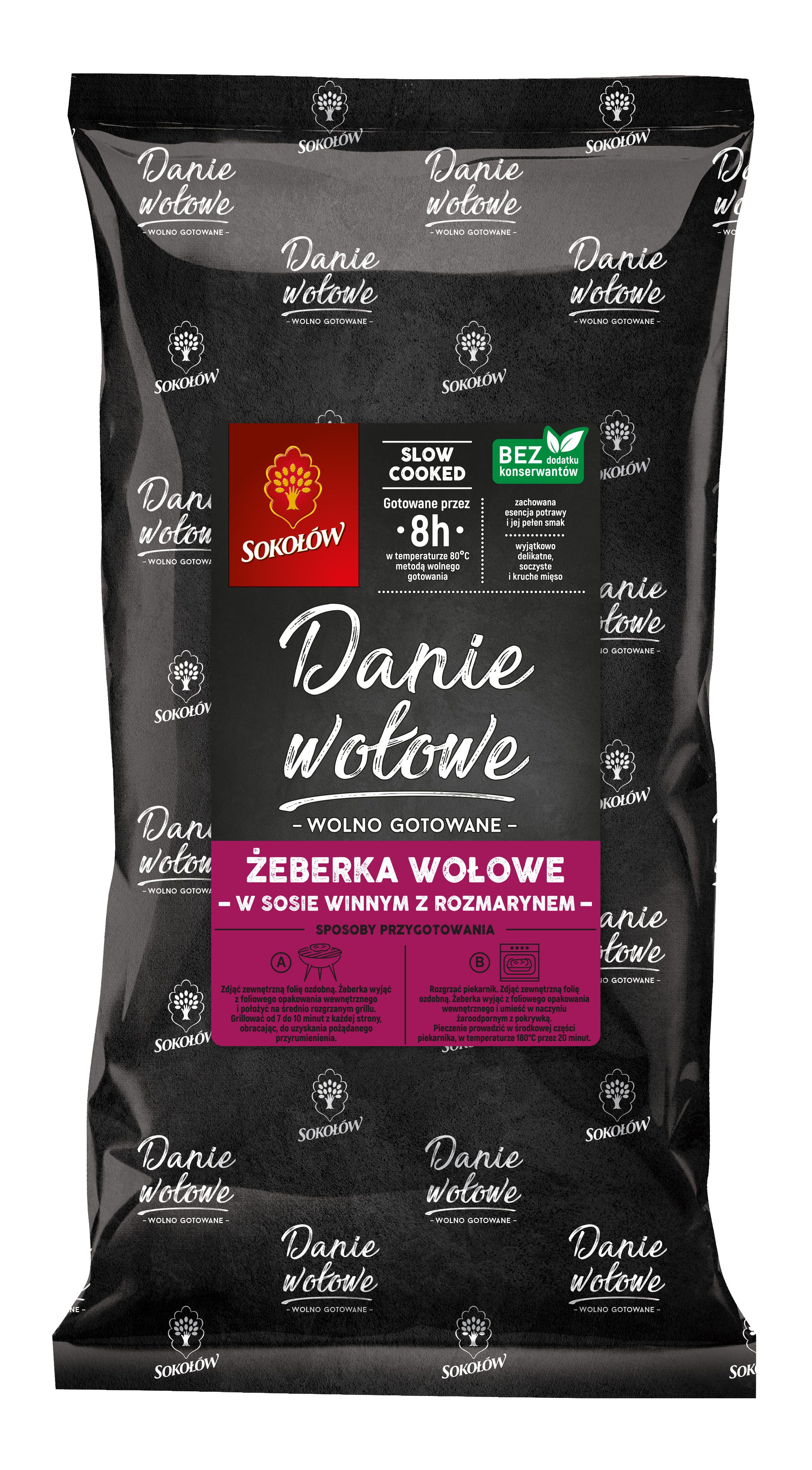 SOKOŁÓW Żeberka wołowe w sosie winnym wolnogotowane (640g - 960g)