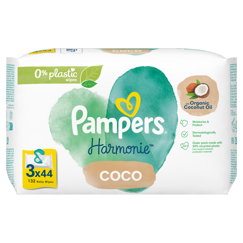 PAMPERS Harmonie Coco Chusteczki nawilżane dla dzieci 3x44 szt. frisco.pl