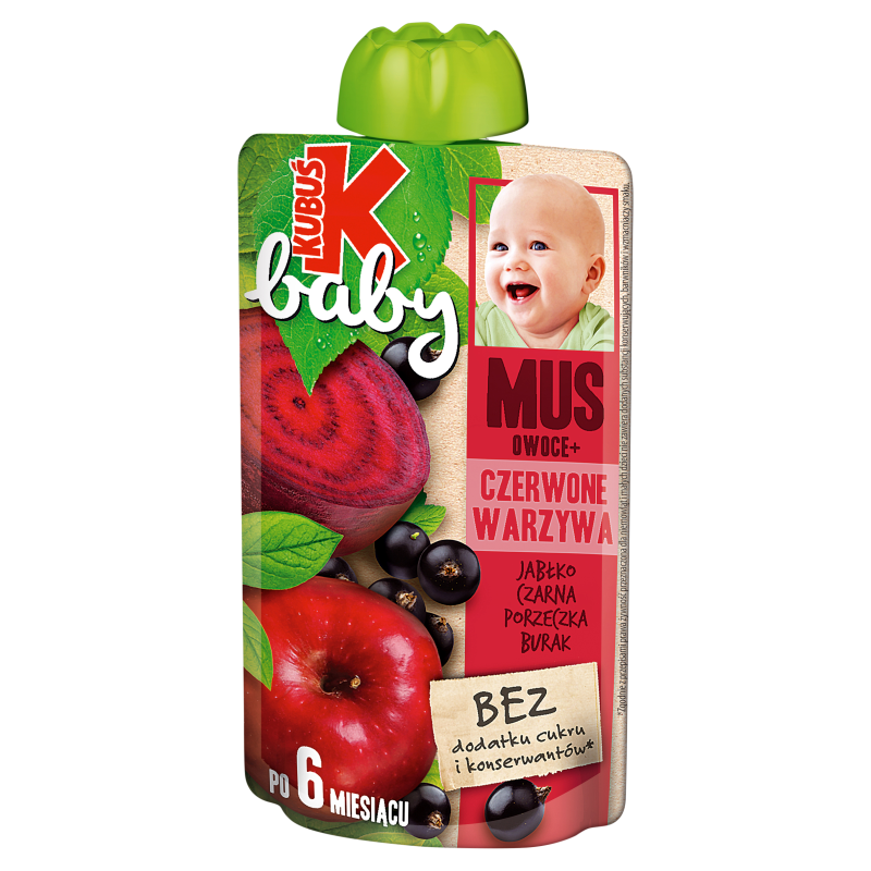 KUBUŚ Baby Mus owoce + czerwone warzywa jabłko czarna porzeczka burak po 6 miesiącu frisco.pl