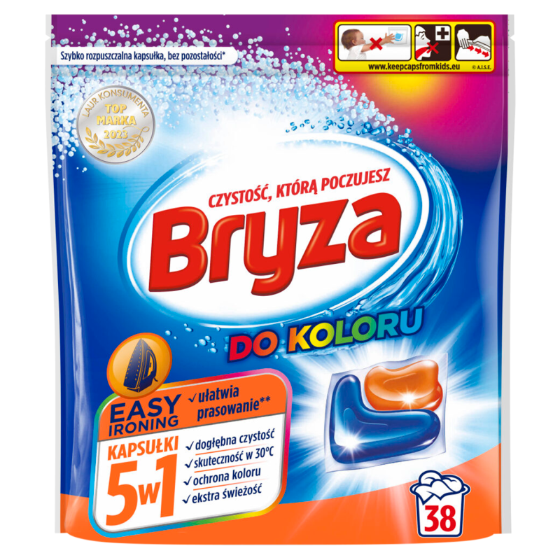 BRYZA 5w1 Easy Ironing Kapsułki do prania kolorowych tkanin 38 szt. frisco.pl