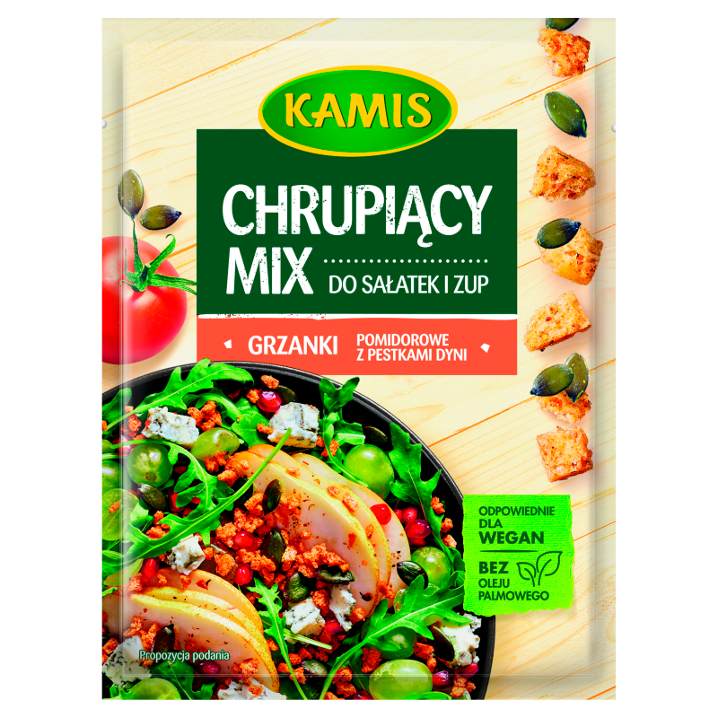 KAMIS Grzanki pomidorowe z pestkami dyni do sałatek i zup (chrupiący mix) frisco.pl