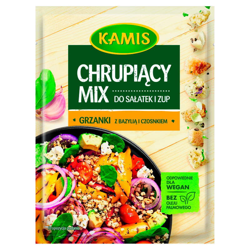 KAMIS Grzanki bazylią i czosnkiem do sałatek i zup (chrupiący mix)