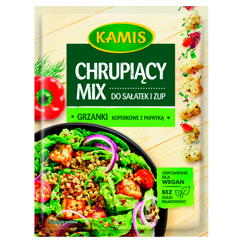 KAMIS Grzanki koperkowe z papryką do sałatek i zup (chrupiący mix) frisco.pl