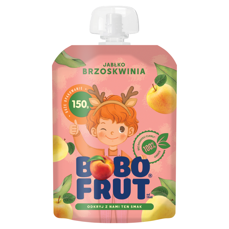 BOBO FRUT Mus w tubce jabłko brzoskwinia dla dzieci po 1 roku frisco.pl