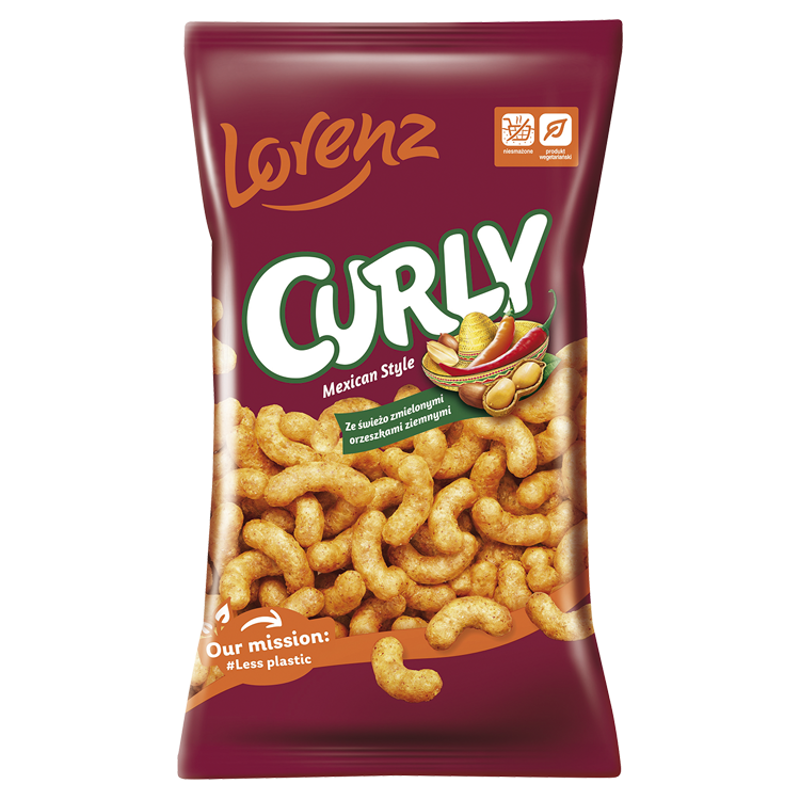 LORENZ Curly Chrupki kukurydziane ze świeżo zmielonymi orzeszkami ziemnymi z chilii