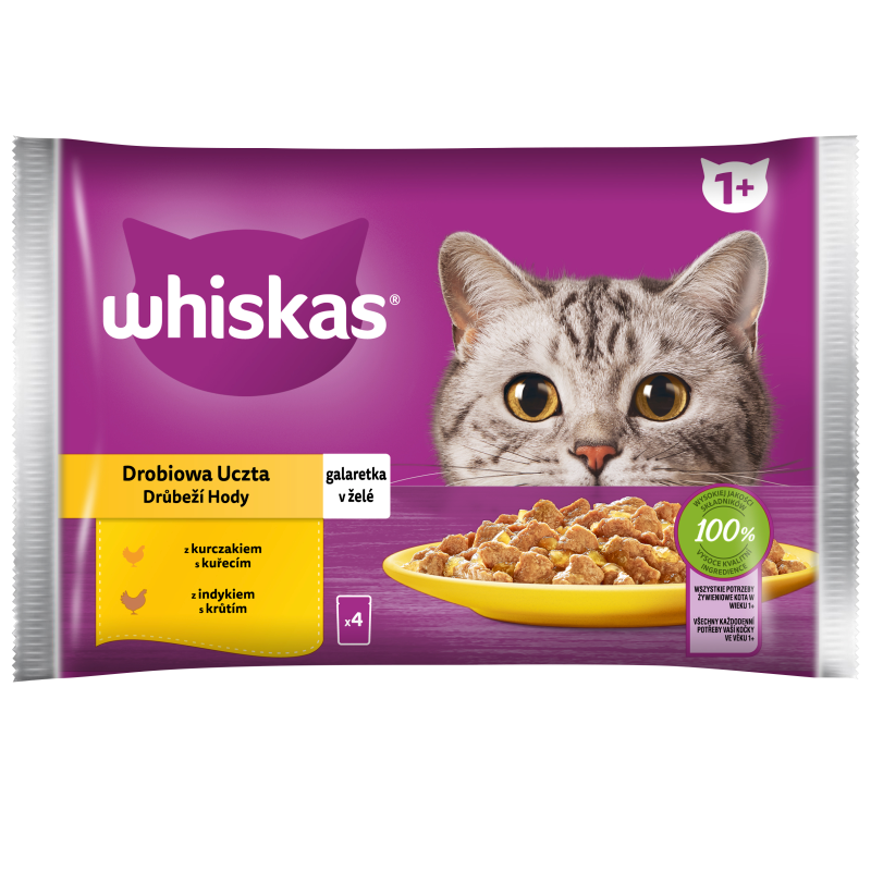WHISKAS Mokra karma dla kotów - Drobiowa uczta (4 x 85g) frisco.pl
