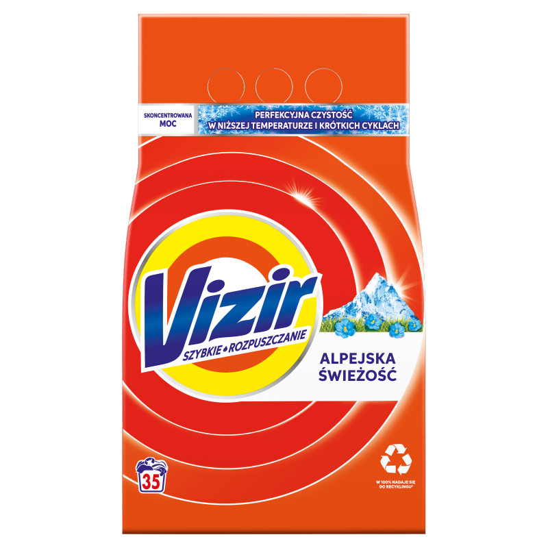 VIZIR Alpine Fresh Proszek do prania białych i jasnych tkanin 35 prań frisco.pl