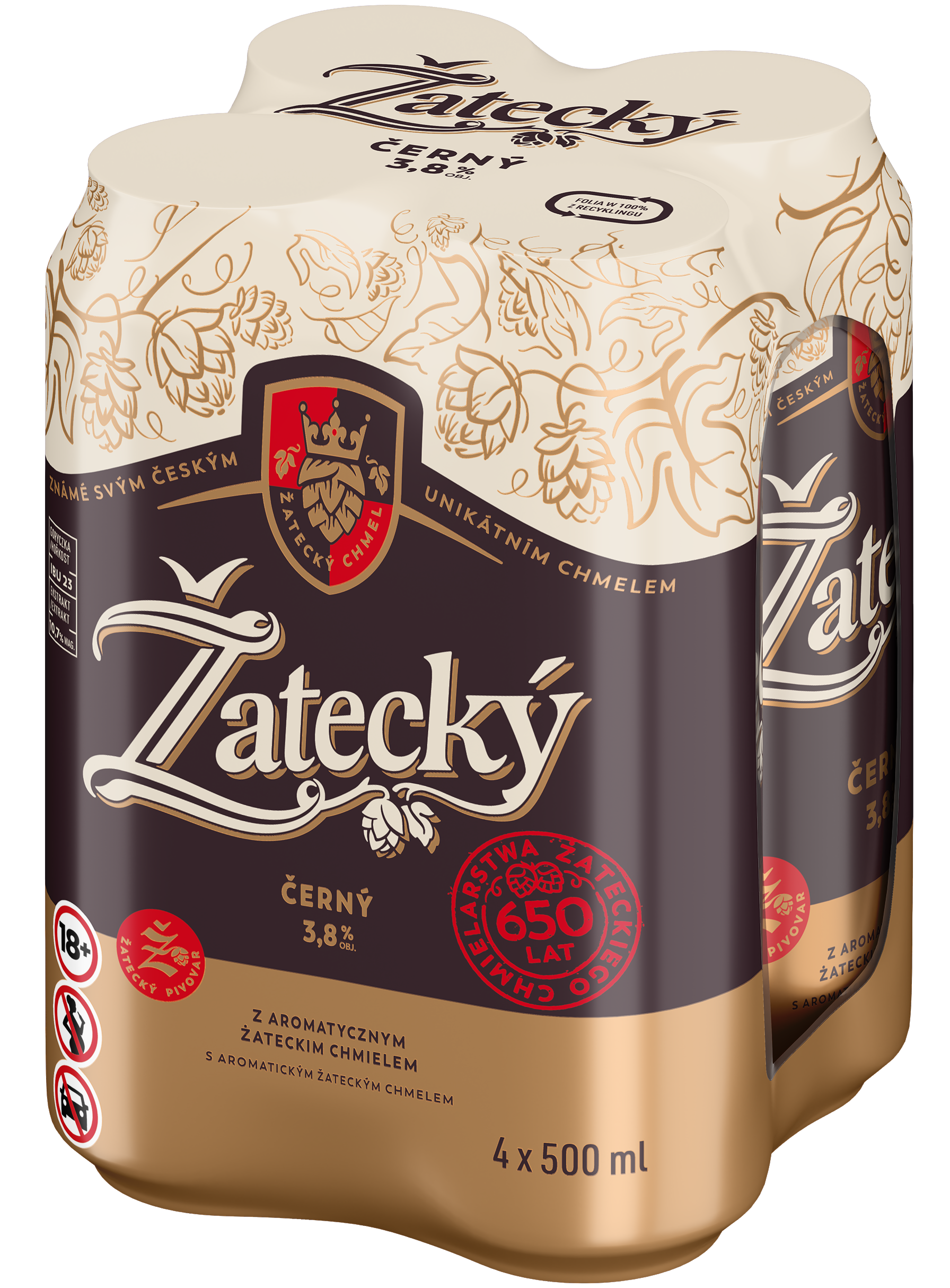 ZATECKY Cerny Piwo ciemne 4x500ml (puszka)