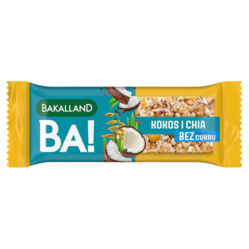 BAKALLAND BA! Baton 5 zbóż Kokos & Chia frisco.pl
