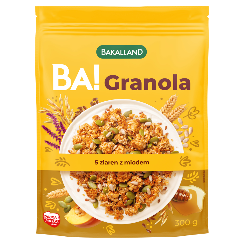 BAKALLAND BA! Granola 5 ziaren z miodem