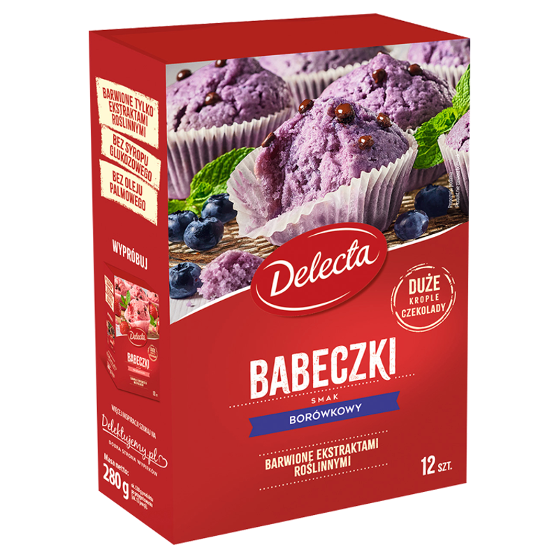 DELECTA Babeczki o smaku borówkowym - mieszanka do wypieku (na 12 szt.)