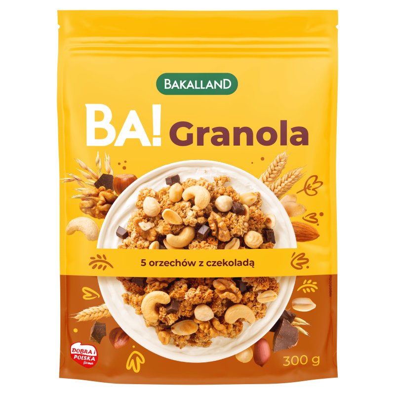 BAKALLAND BA! Granola 5 orzechów z czekoladą