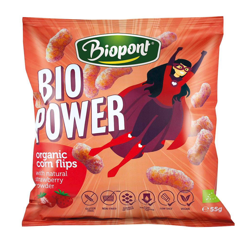 BIO PONT Chrupki kukurydziane o smaku truskawkowym bezglutenowe BIO