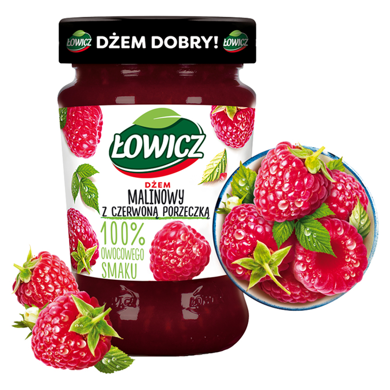 ŁOWICZ Dżem malinowy z czerwoną porzeczką