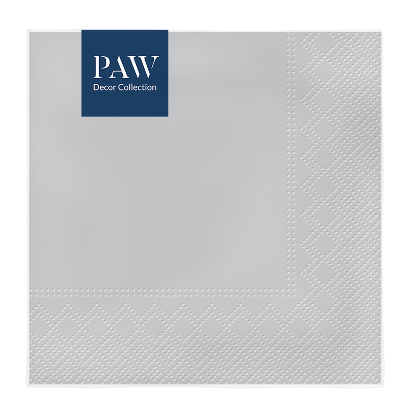 PAW DECOR COLLECTION Serwetki z bibuły 3-warstwowej Monocolor silver 20 szt.