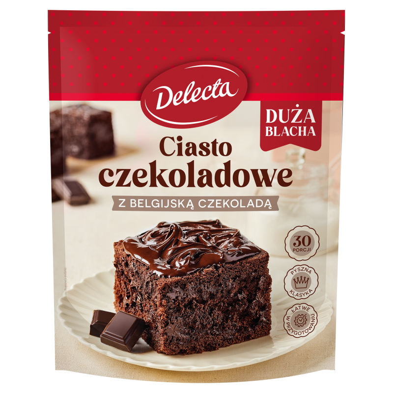 DELECTA Duża Blacha Ciasto czekoladowe z belgijską czekoladą - mieszanka do wypieku (na 30 porcji) frisco.pl