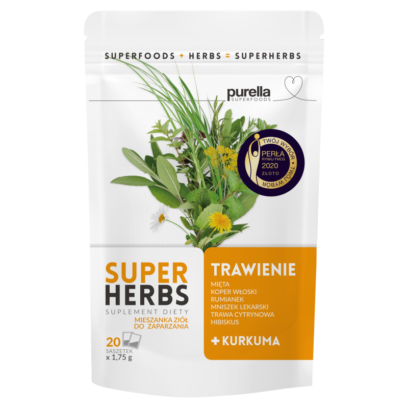 PURELLA SUPERHERBS Trawienie Mieszanka ziół do zaparzania z kurkumą 20 torebek ex. frisco.pl