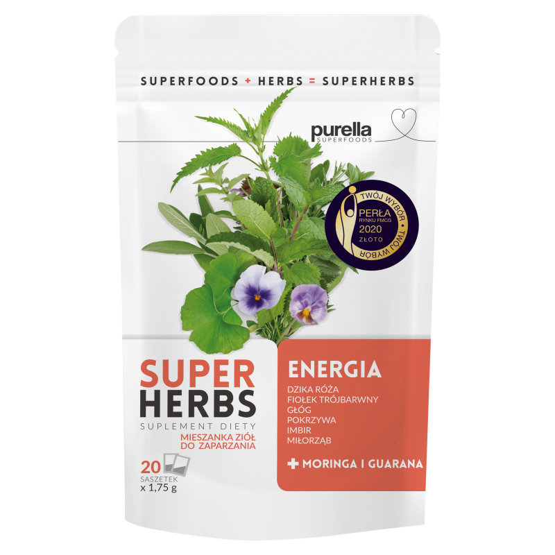 PURELLA SUPERHERBS Energia Mieszanka ziół do zaparzania z morginą i guaraną 20 torebek ex.