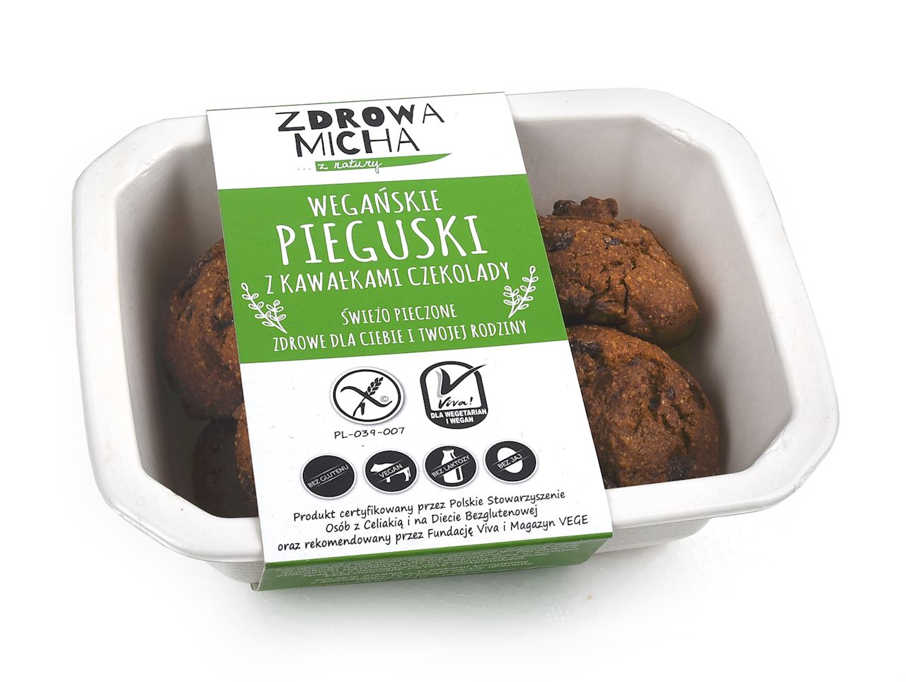ZDROWA MICHA Wegańskie pieguski z kawałkami czekolady