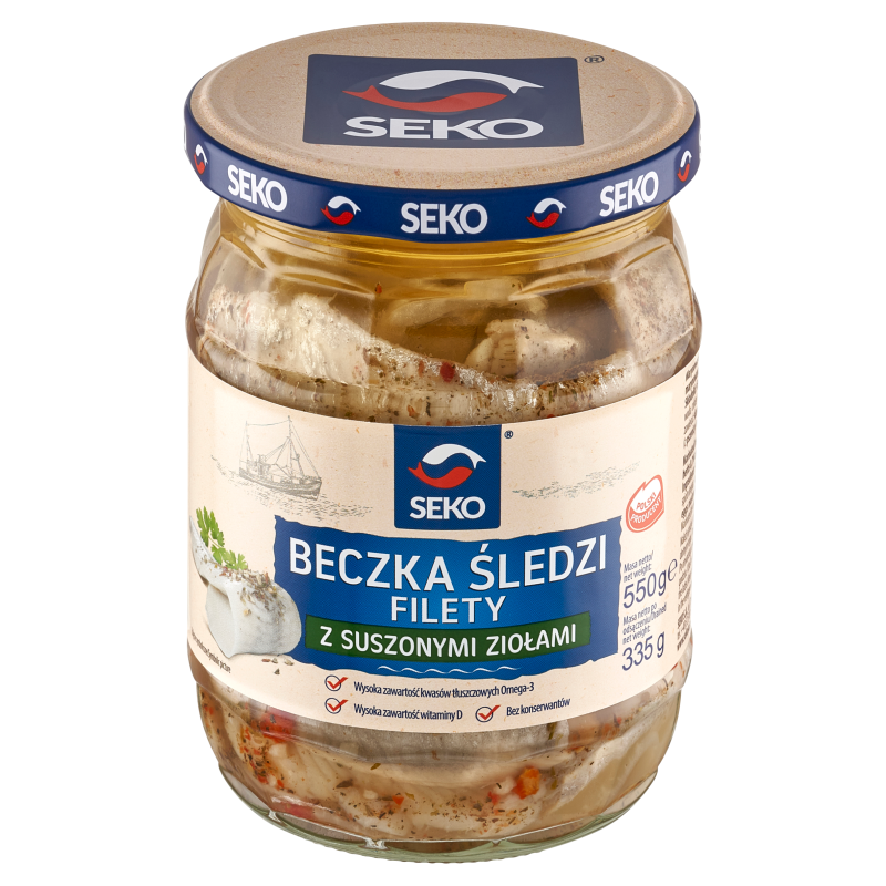 SEKO Beczka śledzi filety z suszonymi ziołami