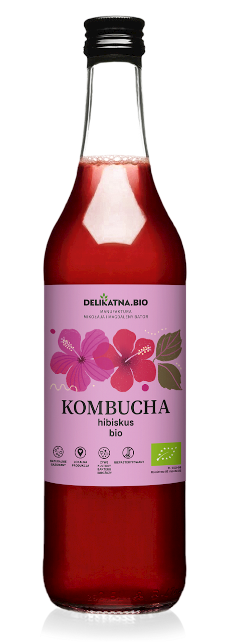 DELIKATNA Kombucha ekologiczna z hibiskusem BIO