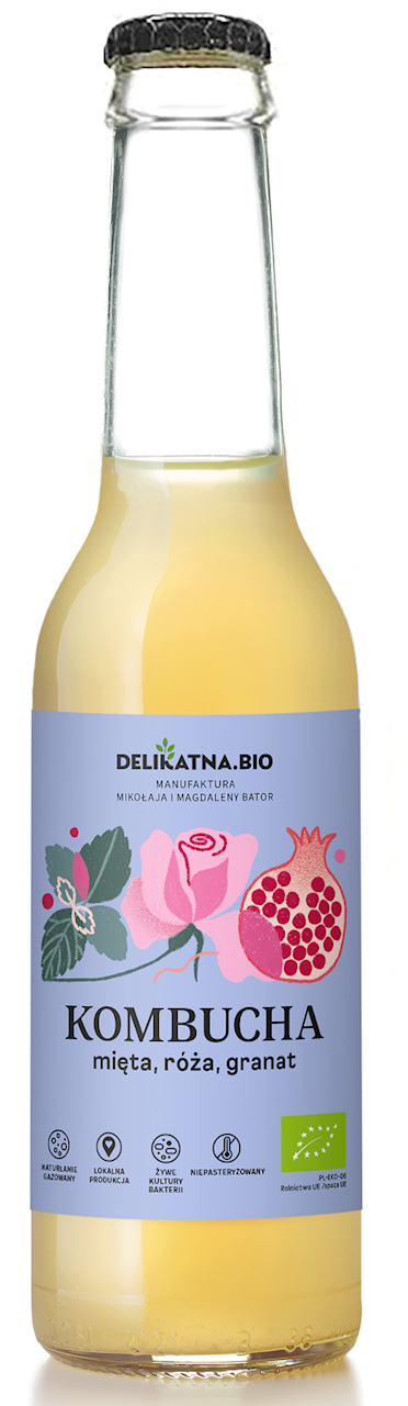 DELIKATNA Ekologiczna kombucha mięta - róża - granat BIO