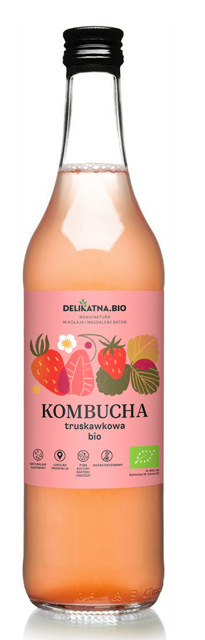DELIKATNA Kombucha ekologiczna truskawkowa BIO