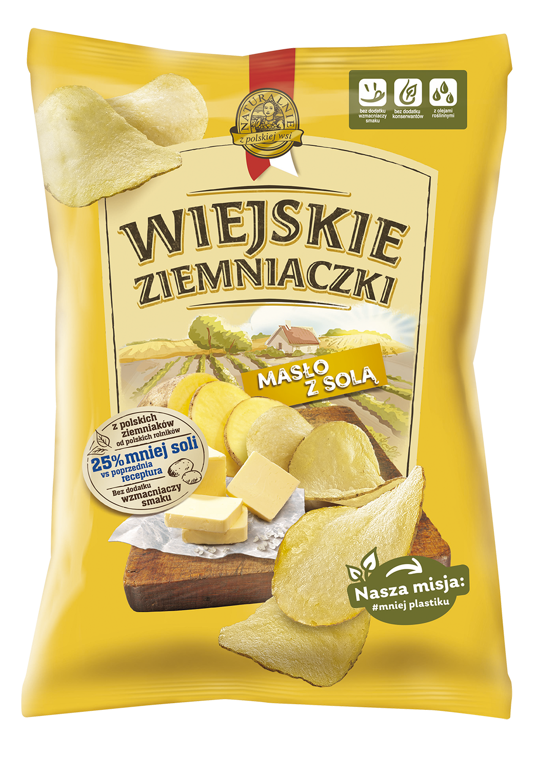 WIEJSKIE ZIEMNIACZKI Chipsy ziemniaczane Masło z solą frisco.pl