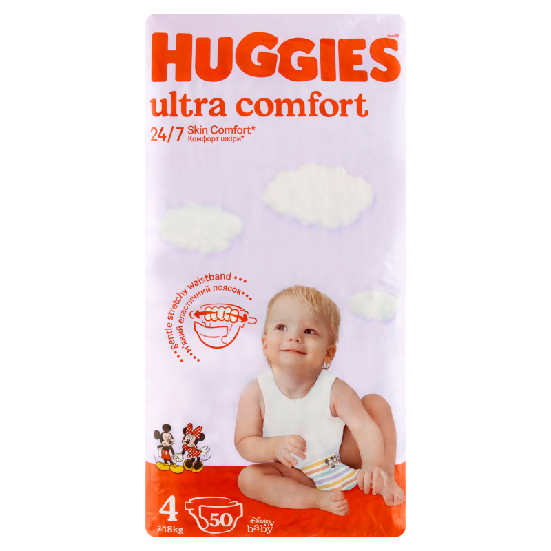HUGGIES Ultra Comfort Pieluchy Rozmiar 4 (7-18kg) 50 szt. frisco.pl