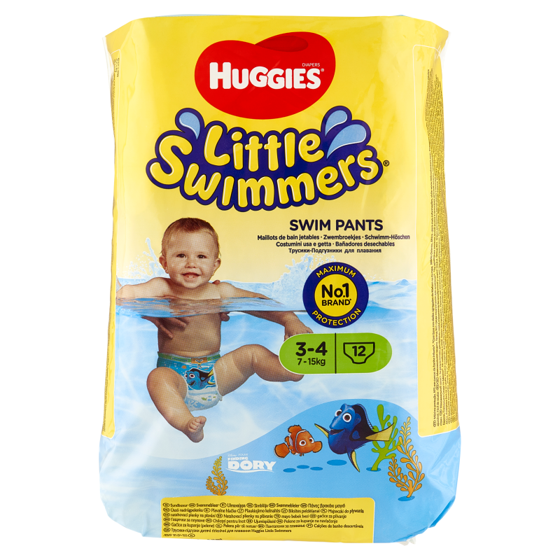 HUGGIES Little Swimmers 3-4 Majteczki do pływania 7-15kg 12szt.