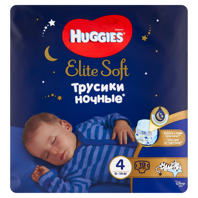 HUGGIES Elite Soft Pieluchomajtki nocne rozmiar 4 (9-14 kg) 19 szt.