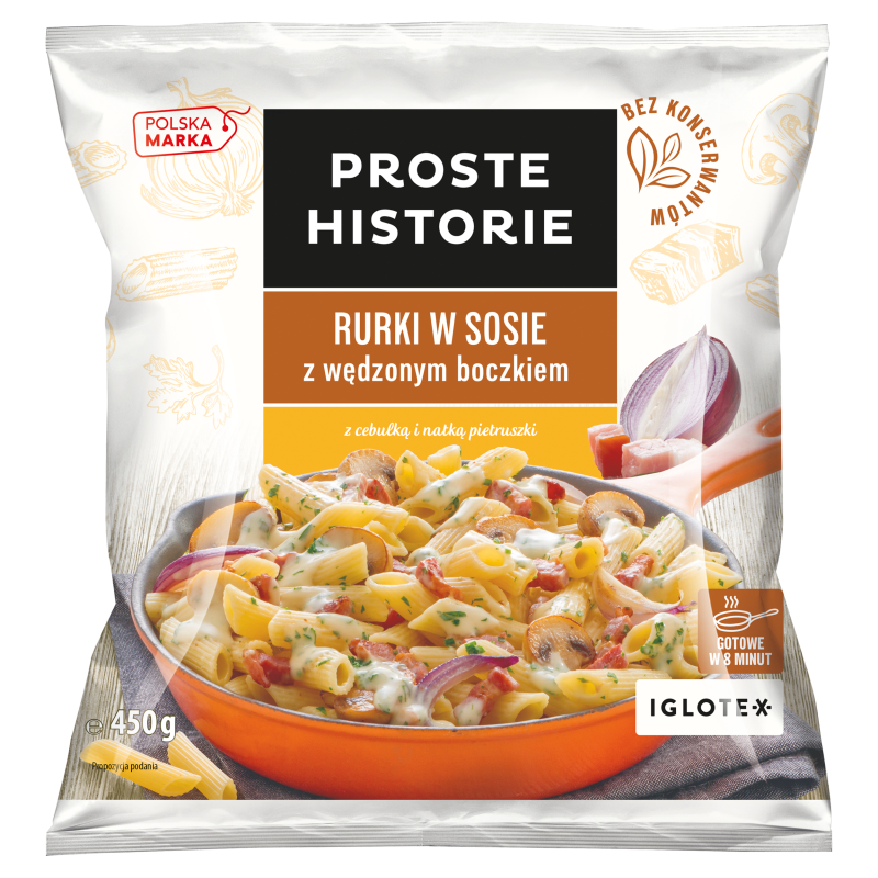 PROSTE HISTORIE Rurki w sosie z wędzonym boczkiem