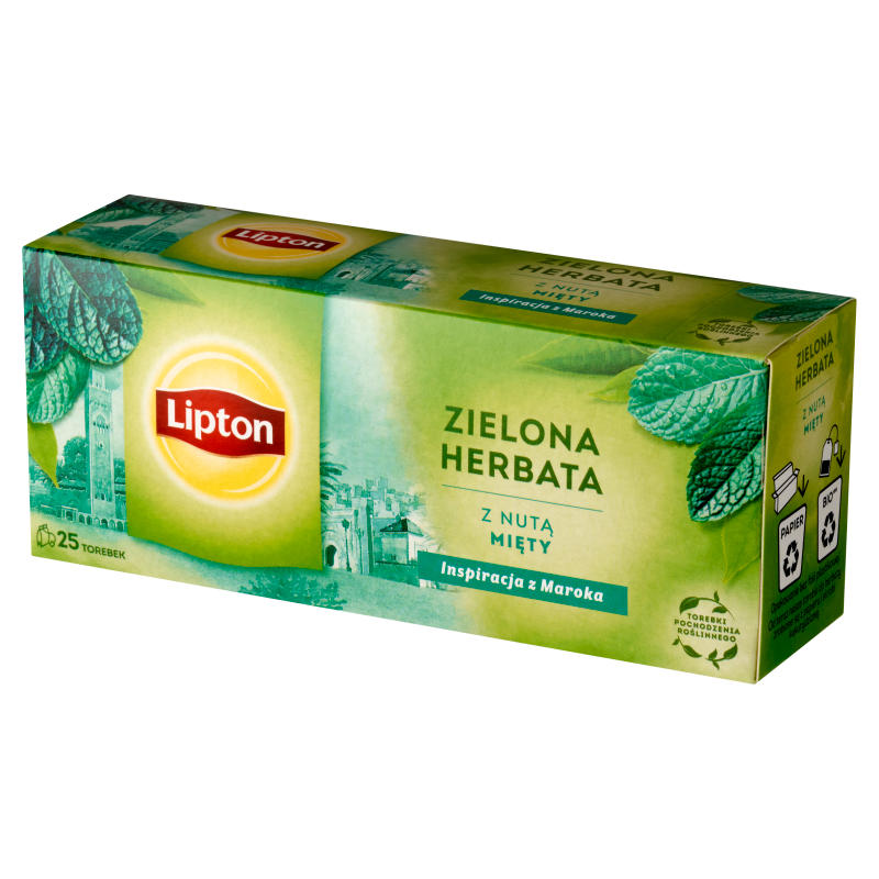 LIPTON Herbata zielona aromatyzowana Mięta 25 torebek ex. frisco.pl