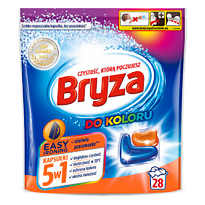 BRYZA 5w1 Easy Ironing Kapsułki do prania kolorowych tkanin 28 szt.