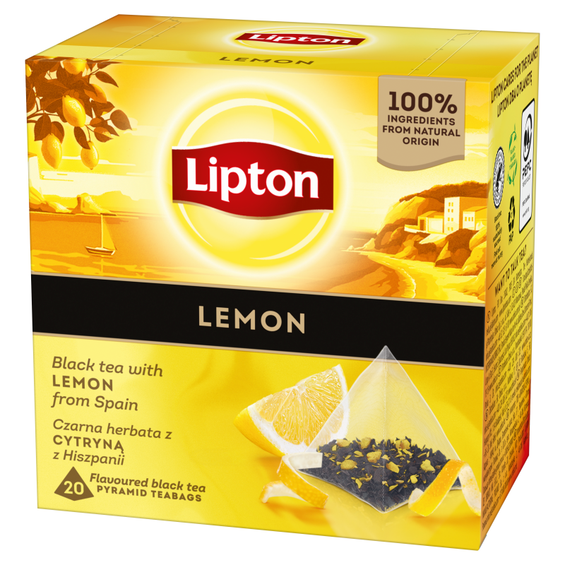 LIPTON Herbata czarna aromatyzowana Cytryna 20 piramidek frisco.pl