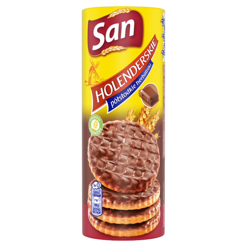 SAN Holenderskie Półsłodkie herbatniki w mlecznej czekoladzie