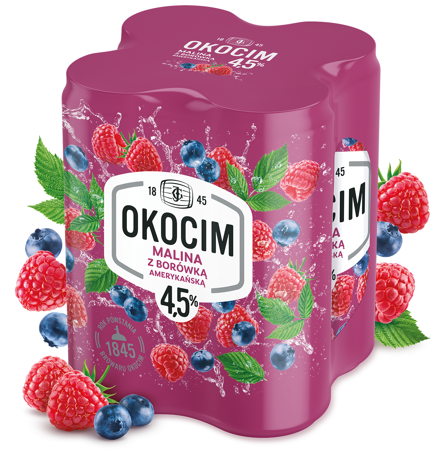 OKOCIM MALINA z BORÓWKĄ AMERYKAŃSKĄ Piwo 4x500ml (puszka)